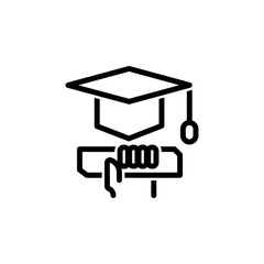 graduation cap and diploma icon