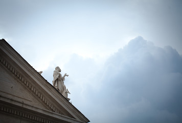 Sculptures on Vatican Colonnade, Saint Peter's Basilica winter time
