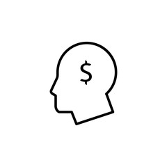 Head with dollar symbol vector sketch icon