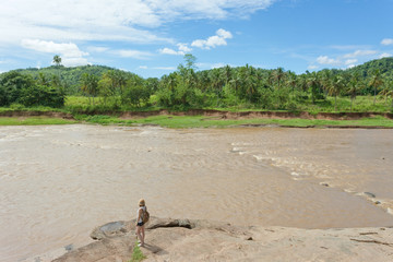 Woman at Maha Oya river, Sri Lanka, Asia