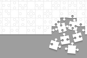 Some White Puzzles Pieces Grey - Vector Jigsaw