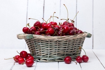 tasty cherries on a white background