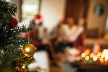 Christmas tree with decorations at home