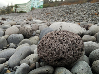 Fototapeta na wymiar typical stone beach in Madeira