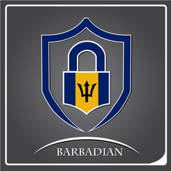 lock logo made from the flag of Barbadian