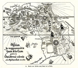 Map of Africa by Juan de la Cosa (from Spamers Illustrierte Weltgeschichte, 1894, 5[1], 39)