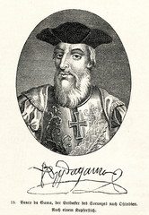 Vasco da Gama, Portuguese explorer and the first European to reach India by sea (from Spamers Illustrierte Weltgeschichte, 1894, 5[1], 40)