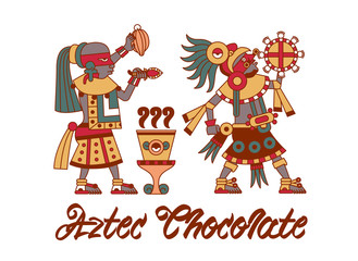 Vector illustration aztec cacao pattern for chocolate package design.