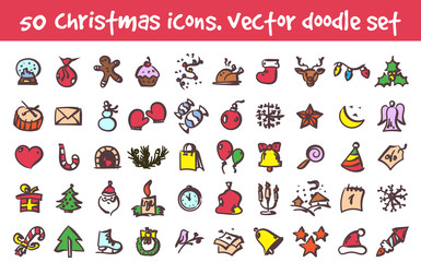vector doodle christmas icons set