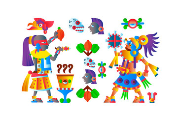 Naklejka premium Vector illustration aztec cacao pattern for chocolate package design.