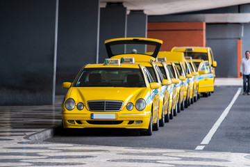 Yellow taxis in Madeira island
