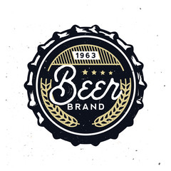 Retro beer cap in vintage style. Beer branding