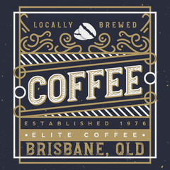 Handcrafted coffee label vector illustration. Coffee label design template.