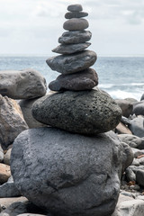 Balanced stones on beach