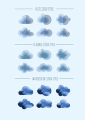 3 cloud style vector set