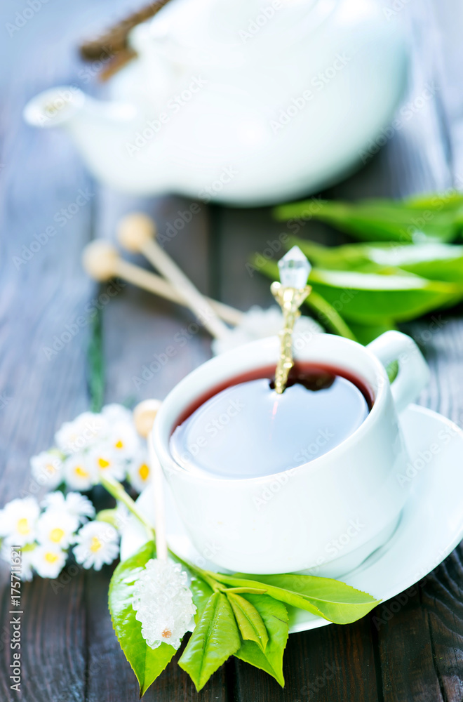 Sticker tea in cup