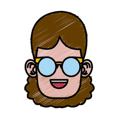 Cute girl with glasses cartoon icon vector illustration graphic design