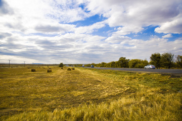 Autumn field in the Caucasus, Stavropol, Russia.