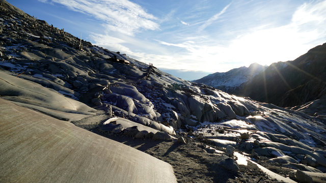 Flat rocks polished by the Rhone glacier in Switzerland