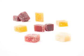 artisanal gelatine fruit candy on white background