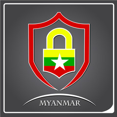 lock logo made from the flag of Myanmar