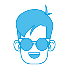 Cute boy with glasses cartoon icon vector illustration graphic design