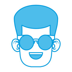 Cute boy with glasses cartoon icon vector illustration graphic design