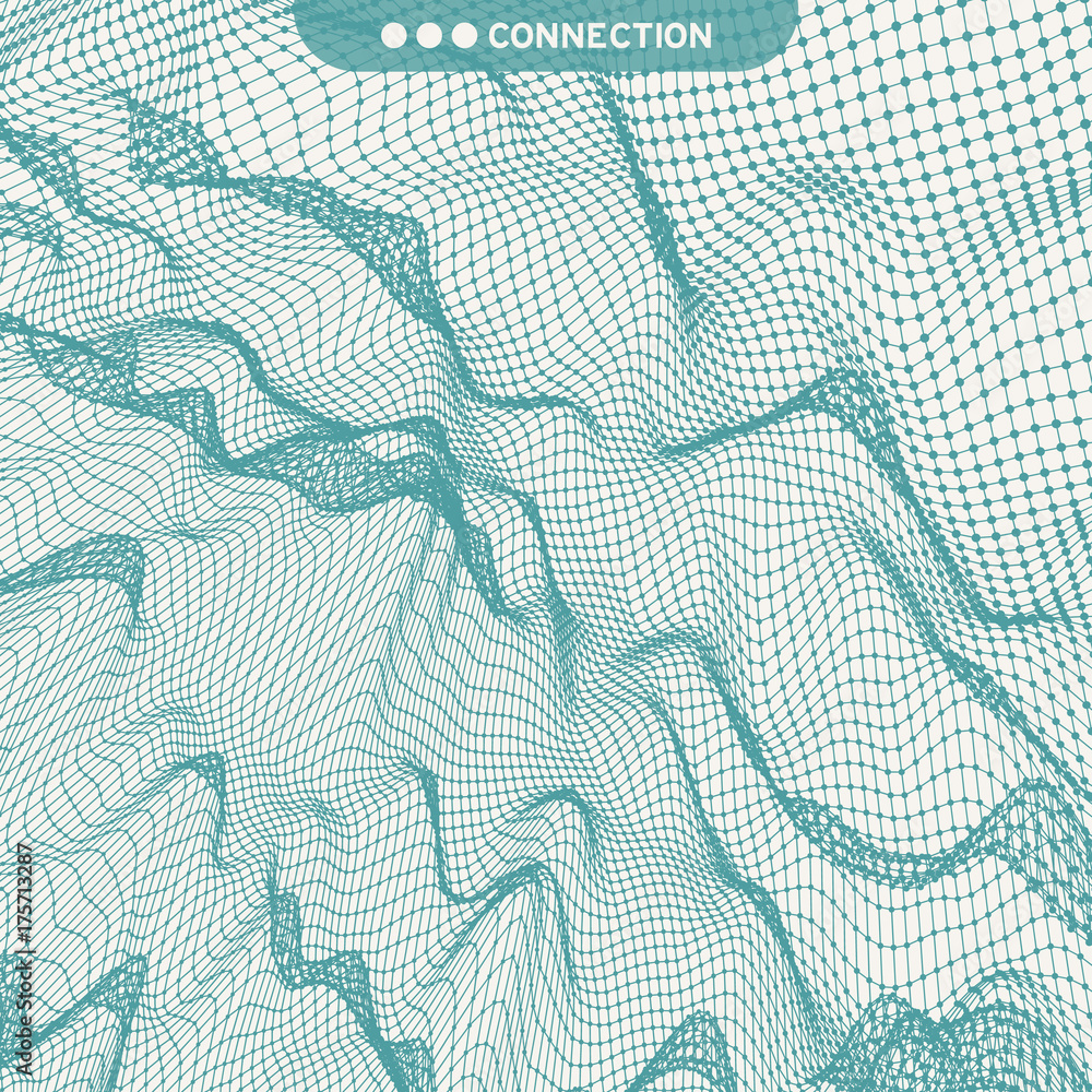 Wall mural lattice structure. science or technology background. graphic design. 3d grid surface. abstract vecto