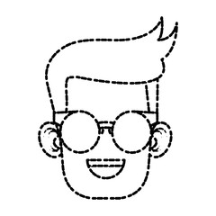 Cute boy with glasses cartoon icon vector illustration graphic design