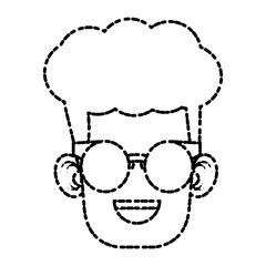 Cute boy with glasses cartoon icon vector illustration graphic design