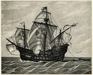 Santa María, ship of Christopher Columbus (from Spamers Illustrierte Weltgeschichte, 1894, 5[1], 52) © Juulijs