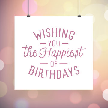 Poster with hand drawn lettering Birthday greetings