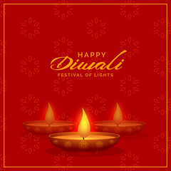 red background with diwali diya design