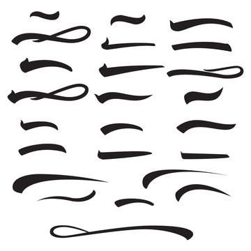 Set of underlines lettering lines, vector illustration Handwritten Mark.