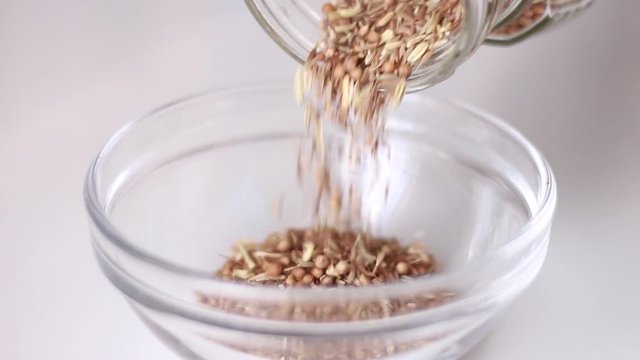 Spice seeds mix in a glass can