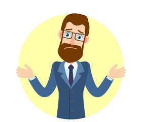 Hipster Businessman shrugging his shoulders