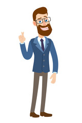 Hipster Businessman with crossed fingers