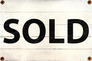 Hand Painted Wood Panel - Weathered Sold Sign