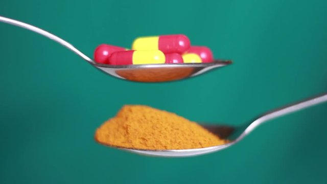 Turmeric and pills comparing