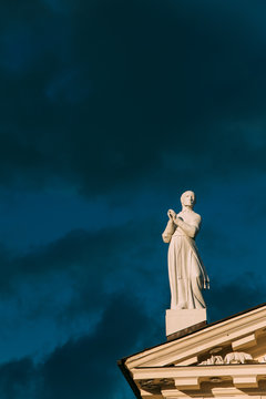 Vilnius, Lithuania. Close View Of Statue Of Saint Stanislaus Symbolized
