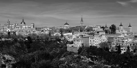 Aerial view of toledo, Spain. Black and white