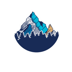 vector Adventure vintage logo on mountain badge