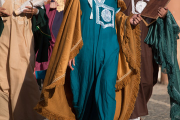 SILVES, PORTUGAL - August 13th, 2017 : Details, colors, people and general mood of the weekly Medieval fair event that happens in the small portuguese village of Silves.