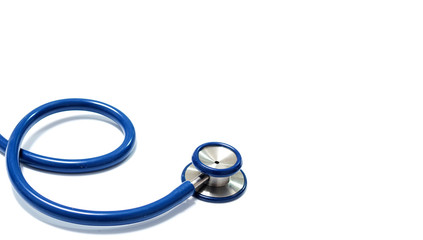 Close up view of stethoscope over isolated white background