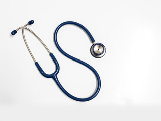 Close up view of stethoscope over isolated white background