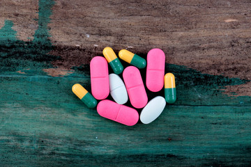 Many colorful pills and tablets