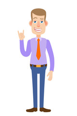 Businessman showing Rock and Roll sign