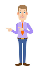 Businessman pointing something beside of him