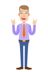 Businessman showing Rock and Roll sign