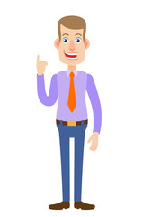 Businessman pointing up